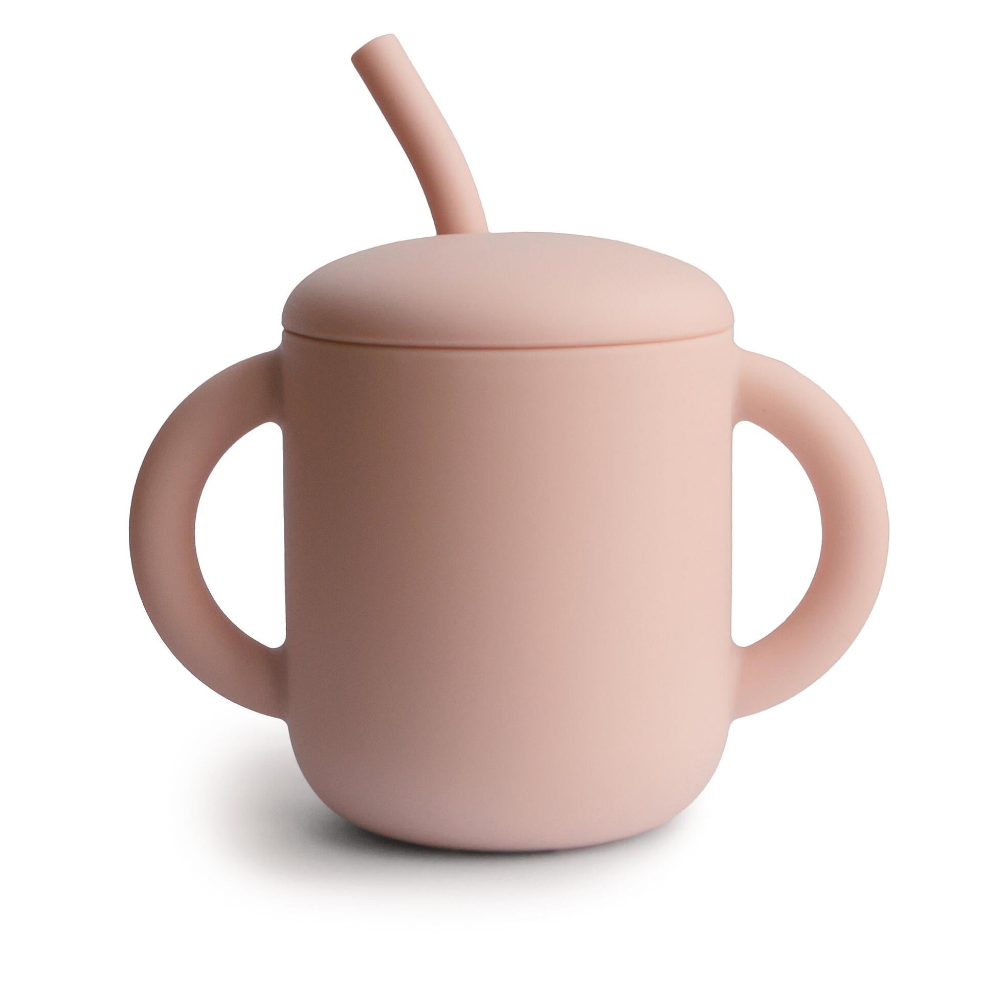 Силиконова Тренировъчна Чаша + Сламка 175 Мл. Blush Mushie