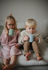 Силиконова Тренировъчна Чаша + Сламка 175 Мл. Pale Daffodil Mushie