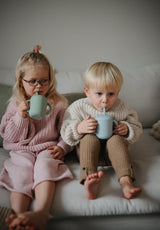 Силиконова Тренировъчна Чаша + Сламка 175 Мл. Cambridge Blue Mushie