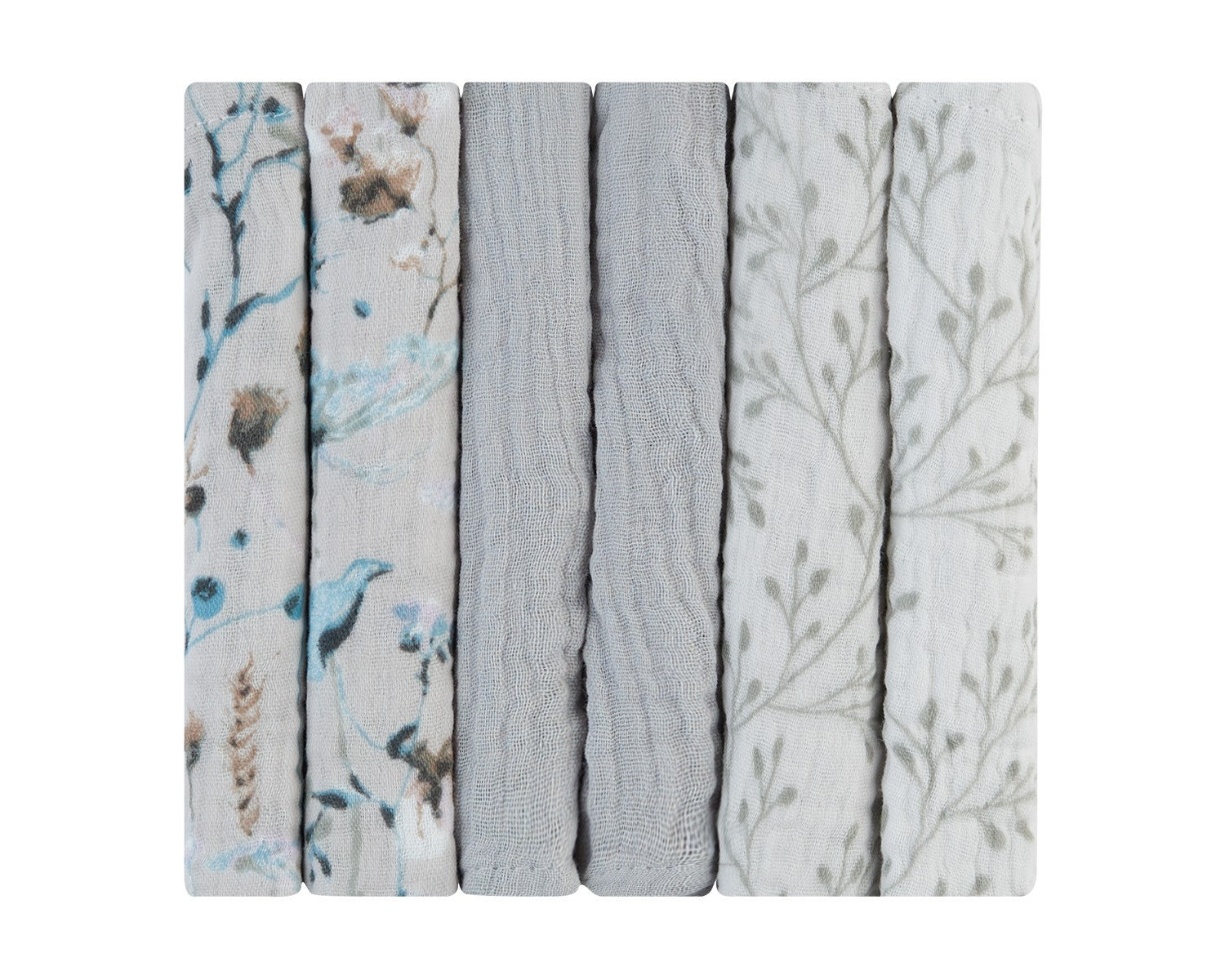 Комплект 6 Бр Муселинови Кърпички 30Х30 См Dreamy Fields Grey --- BebeMama