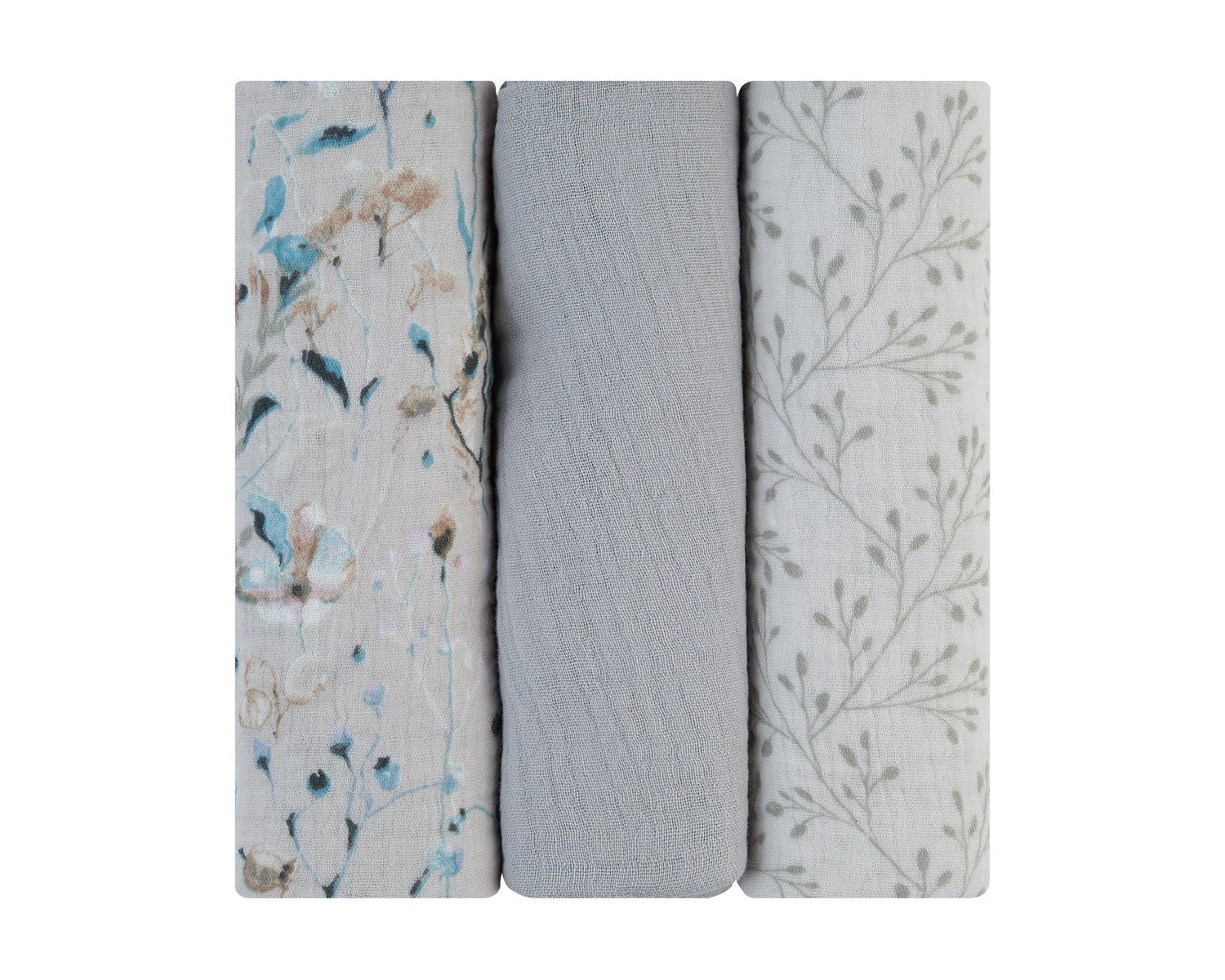 Комплект 3 Бр Муселинови Пелени 75Х75 См Dreamy Fields Grey - Пелени - Kikkaboo - BebeMama