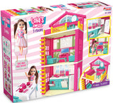 Constructorul de case al Lolei cu păpuși și mobilier, casă DIY cu trei etaje, piese mari, 40 el., 10x40x38