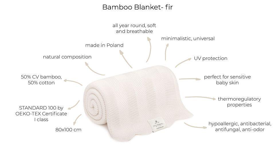 Бамбуково Бебешко Одеяло Fir 80 X 100 См Light Grey My Memi