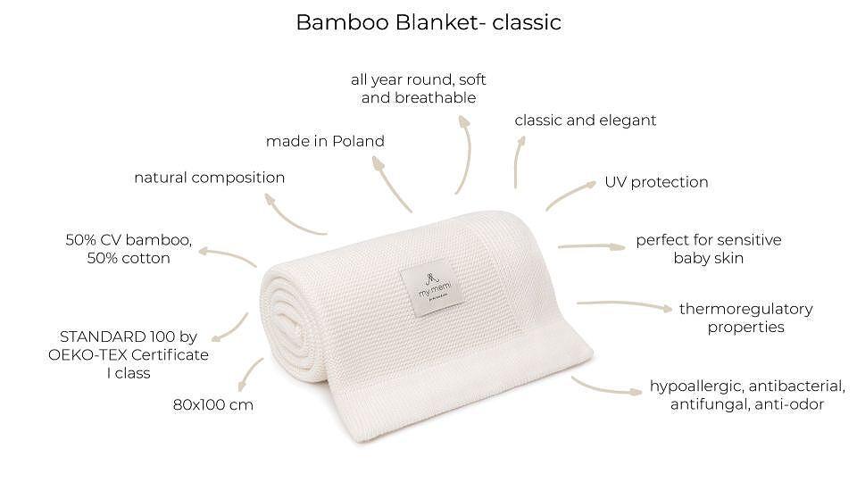 Бамбуково Бебешко Одеяло Classic 80 X 100 См Baby Blue My Memi