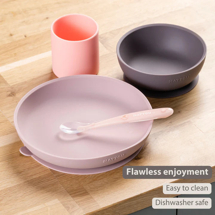 Комплект За Хранене 4 Части Pink Eggplant Nattou