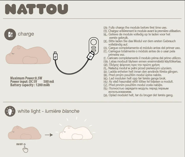 Нощна Лампа Hippo Salmon Pink Nattou