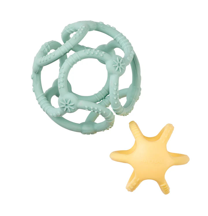 Силиконови Топки За Гризане Pastel Green And Yellow Nattou