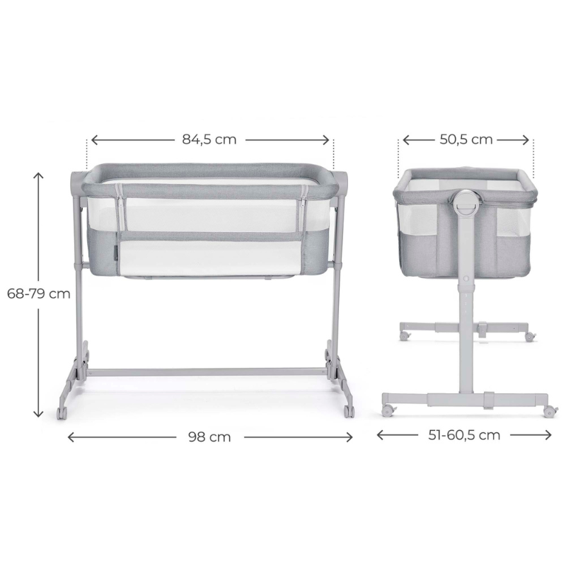 Nestee Up 2 Бебешка Кошара Light Grey Kinderkraft