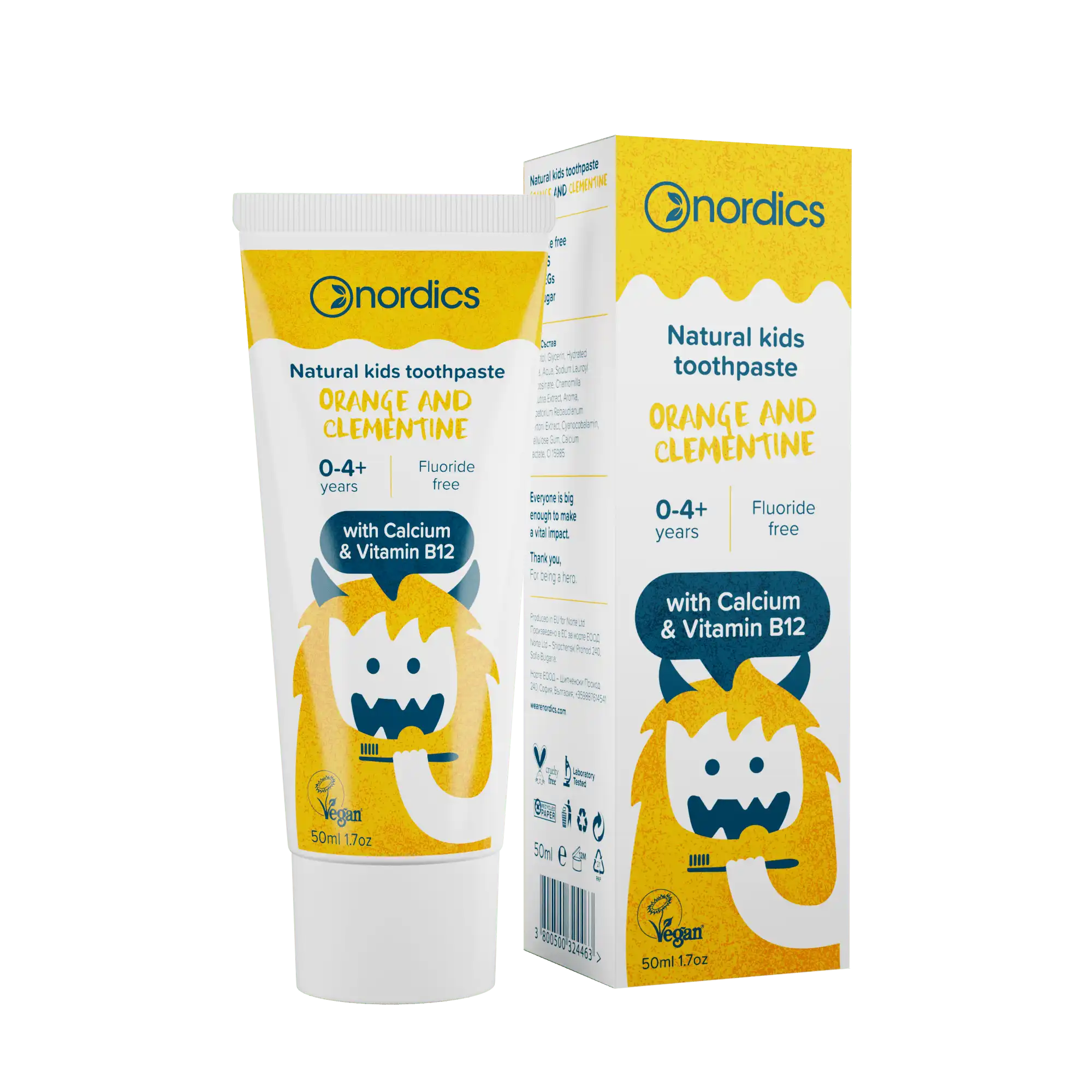 Детска Паста За Зъби С Витамин В12 Orange + Tangerine 50ml Nordics
