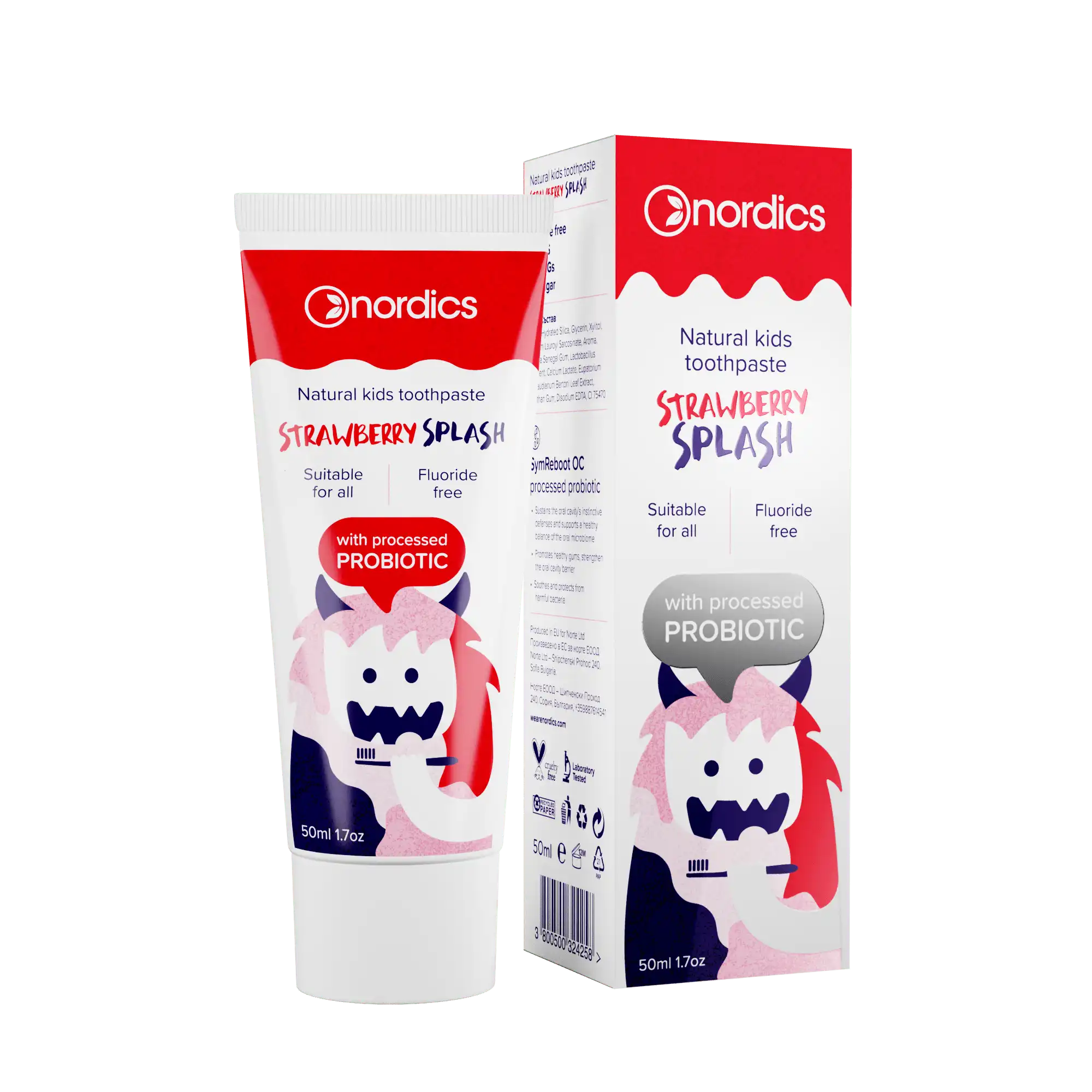 Детска Паста За Зъби Strawberry Splash Probiotic 50ml Nordics