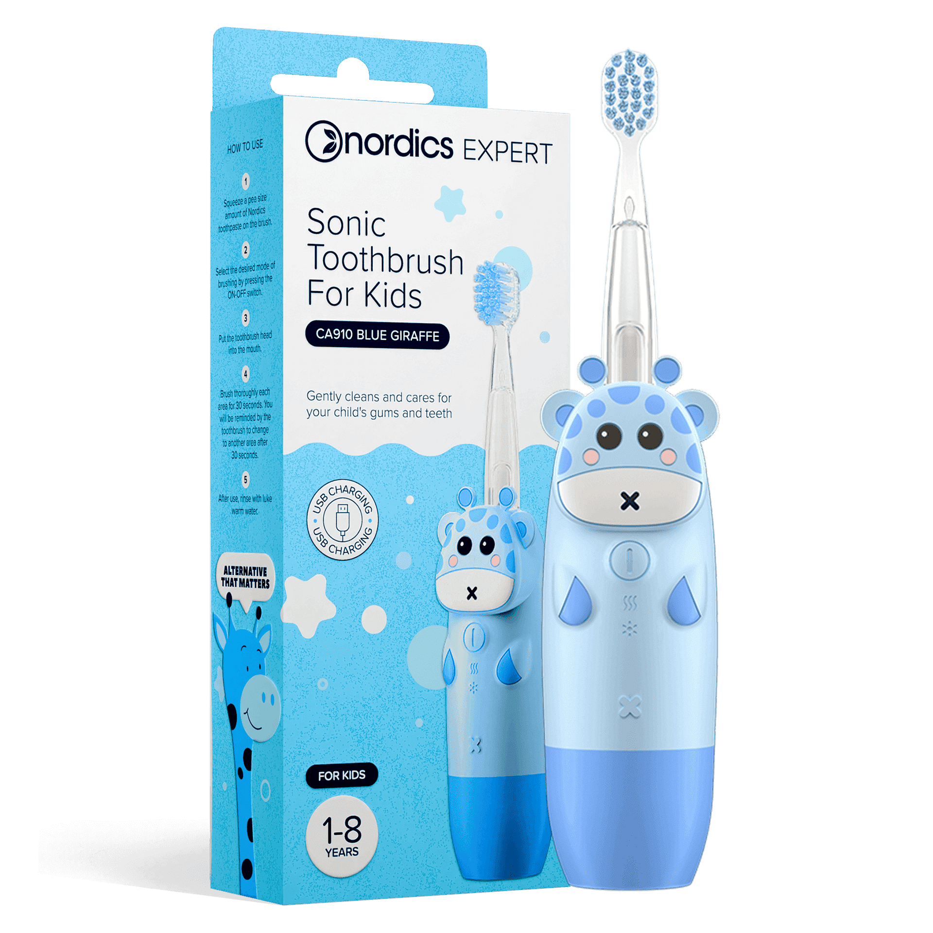 Детска Звукова Четка Ca910 Жираф Син Usb Nordics