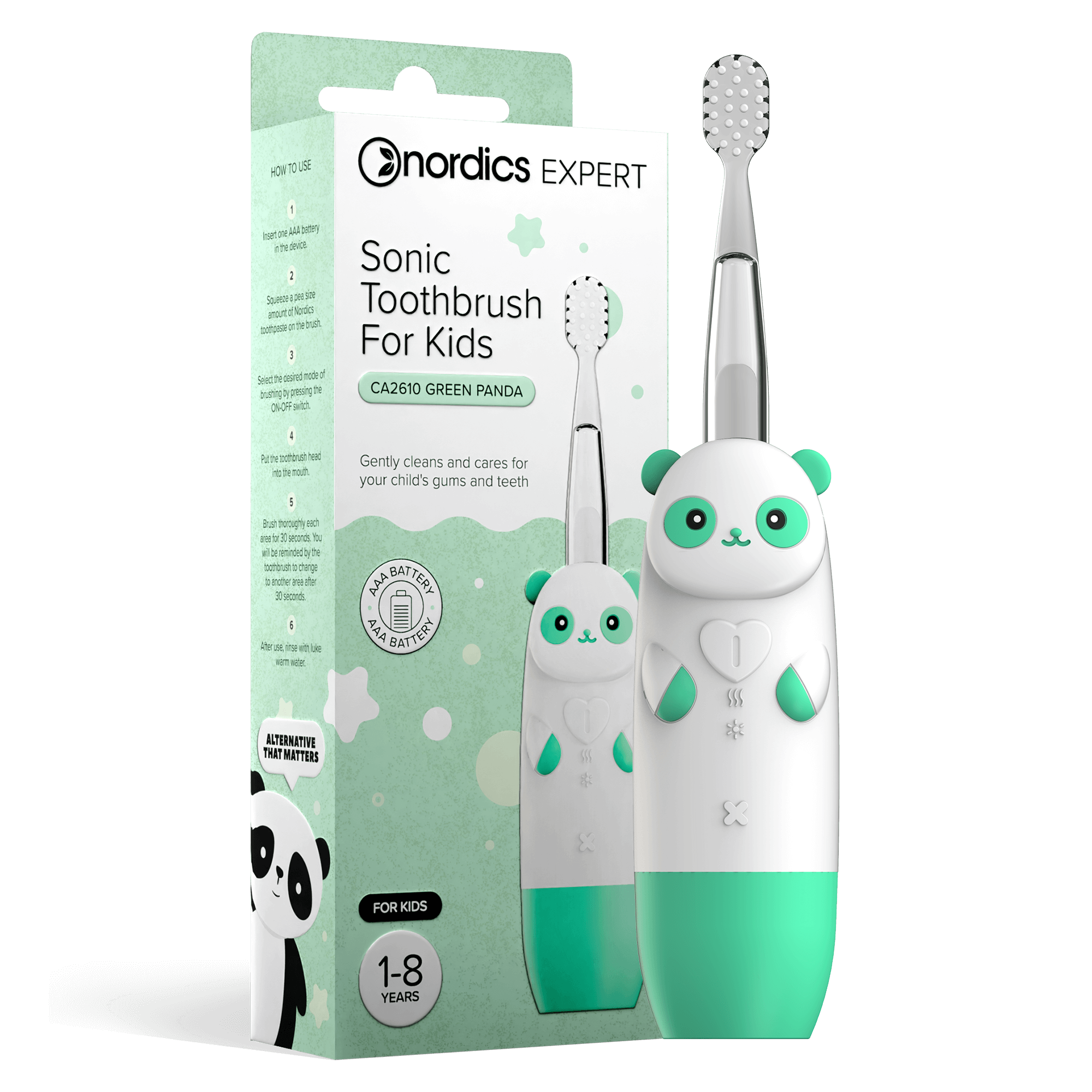 Детска Звукова Четка Sonic Ca2610 Панда Green Nordics