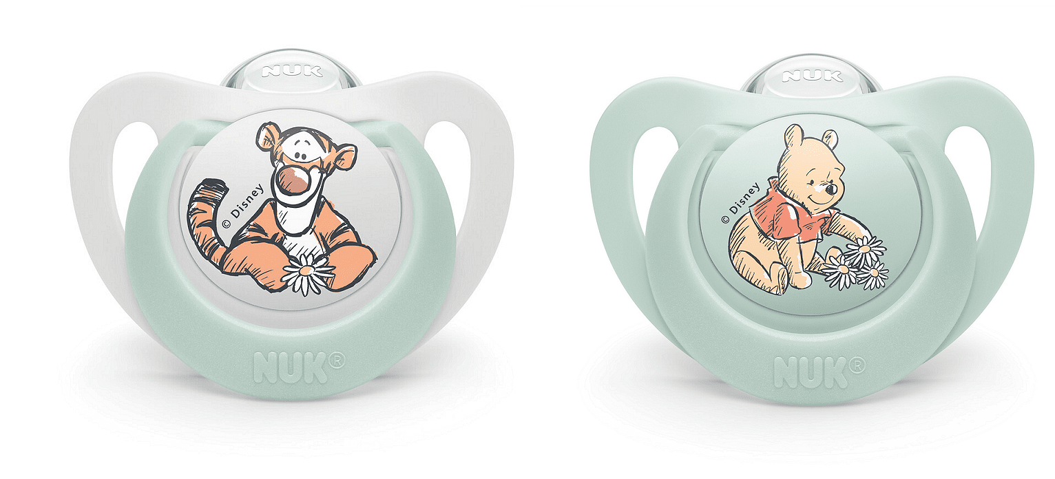 Nuk Биберон Залъгалка Силикон 6-18 Мес. 2 Бр. Мечо Пух + Кутийка За Съхранение И Стерилизация В Микровълнова