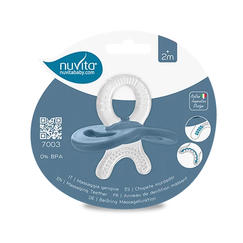 Чесалка За Зъби Залъгалка 2м+ Powder Blue Nuvita
