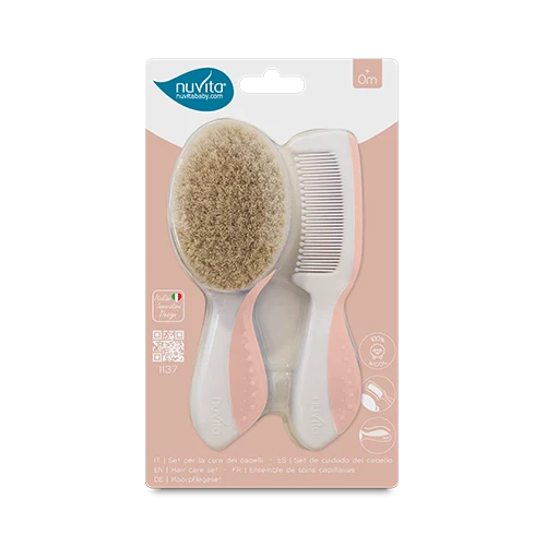 Гребен С Четка Естествен Косъм English Rose 1137 Nuvita