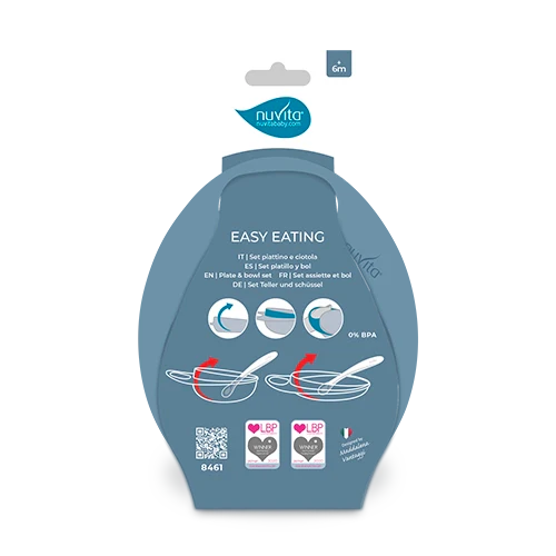 Комплект За Хранене Купа И Чиния Powder Blue 8461 Nuvita