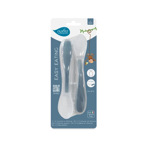 Силиконови Лъжички 2 Бр. Powder Blue Nuvita