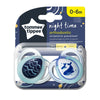 Suzete ortodontice Tommee Tippee Nighttime, pachet de 2 bucăți, 0-6 luni