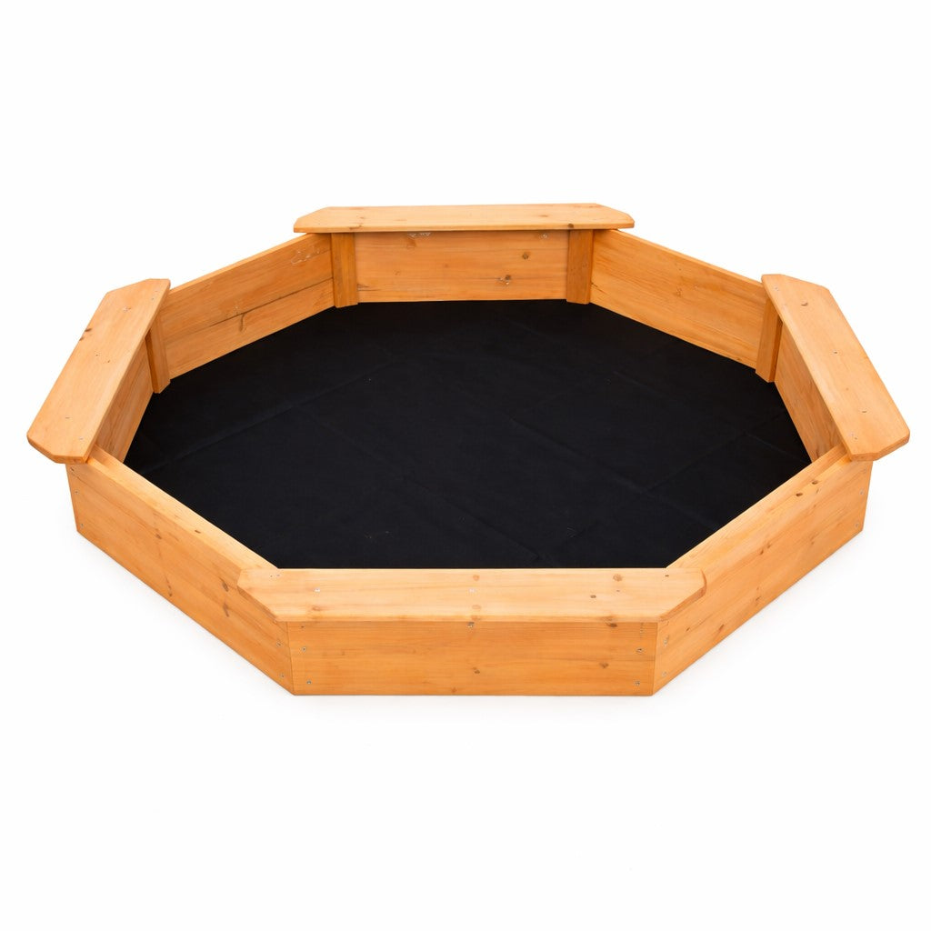Детски Дървен Пясъчник 8 Странен Модел С 4 Седалки, 134.5×134.5 См Ginger Home