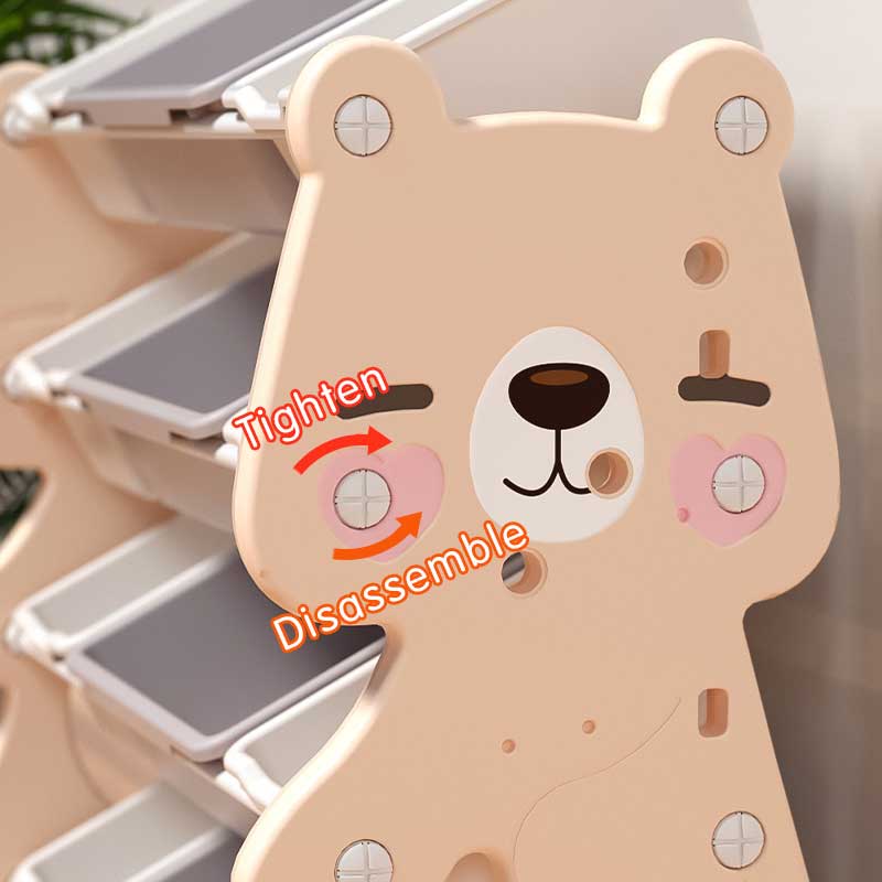Пластмасова Етажерка За Детски Играчки Розово Мече Feelkids