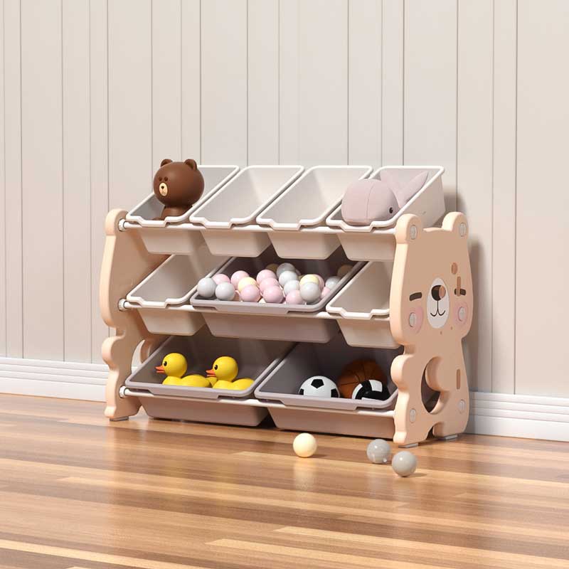 Пластмасова Етажерка За Детски Играчки Розово Мече Feelkids