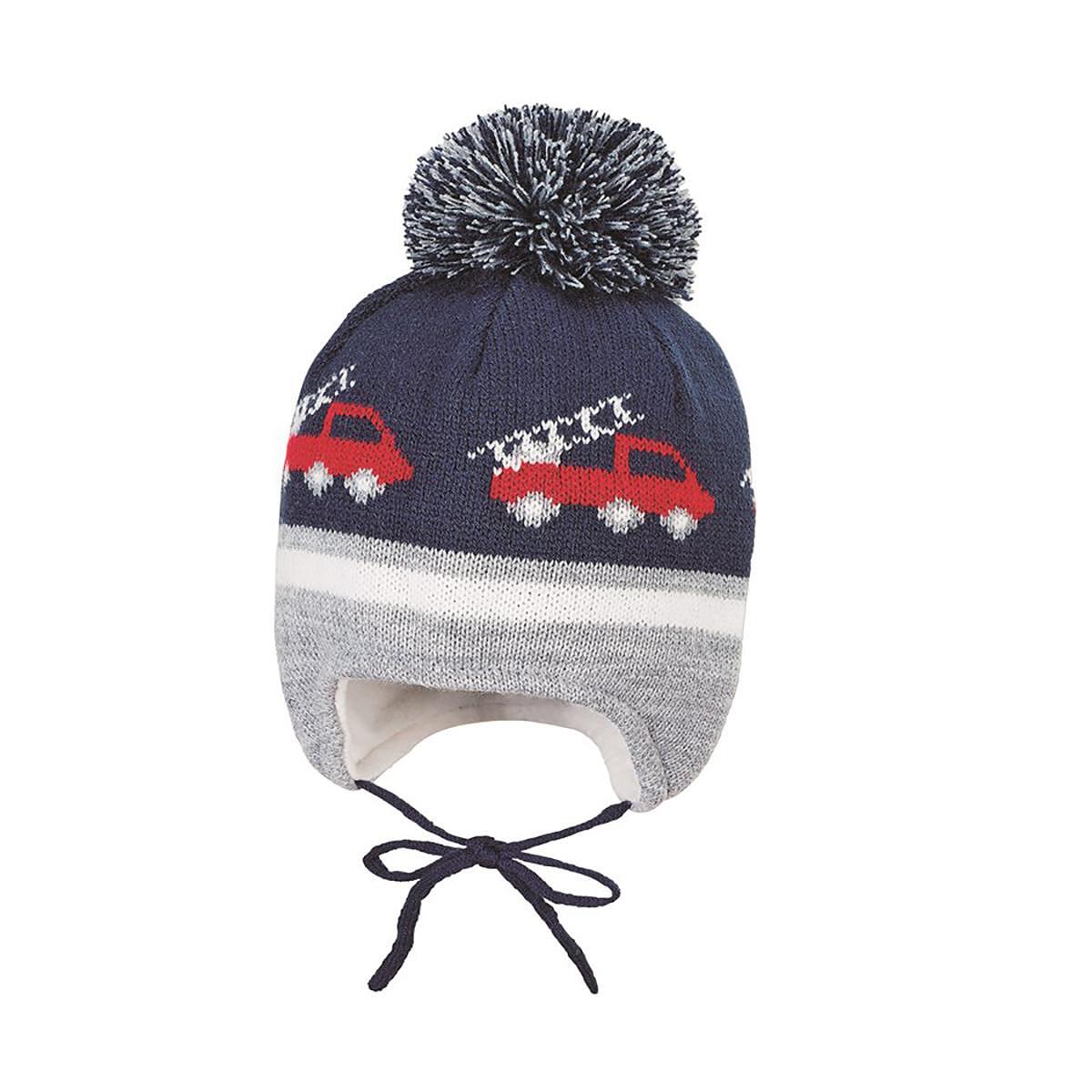 Плетена Детска Шапка С Помпон И Жакардов Десен На Камиони, 43 См. 5 6 М. Sterntaler