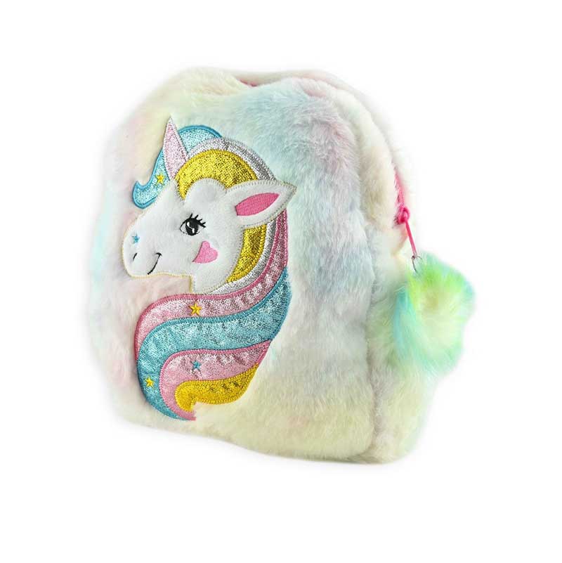 Плюшена Раничка За Момиче &Quot;Цветен Еднорог&Quot;, 32 См