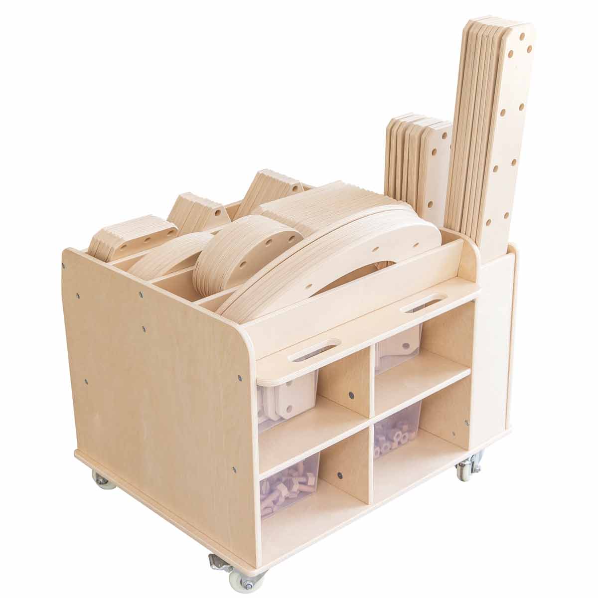 Подвижен Дървен Стелаж За Играчки --- BebeMama