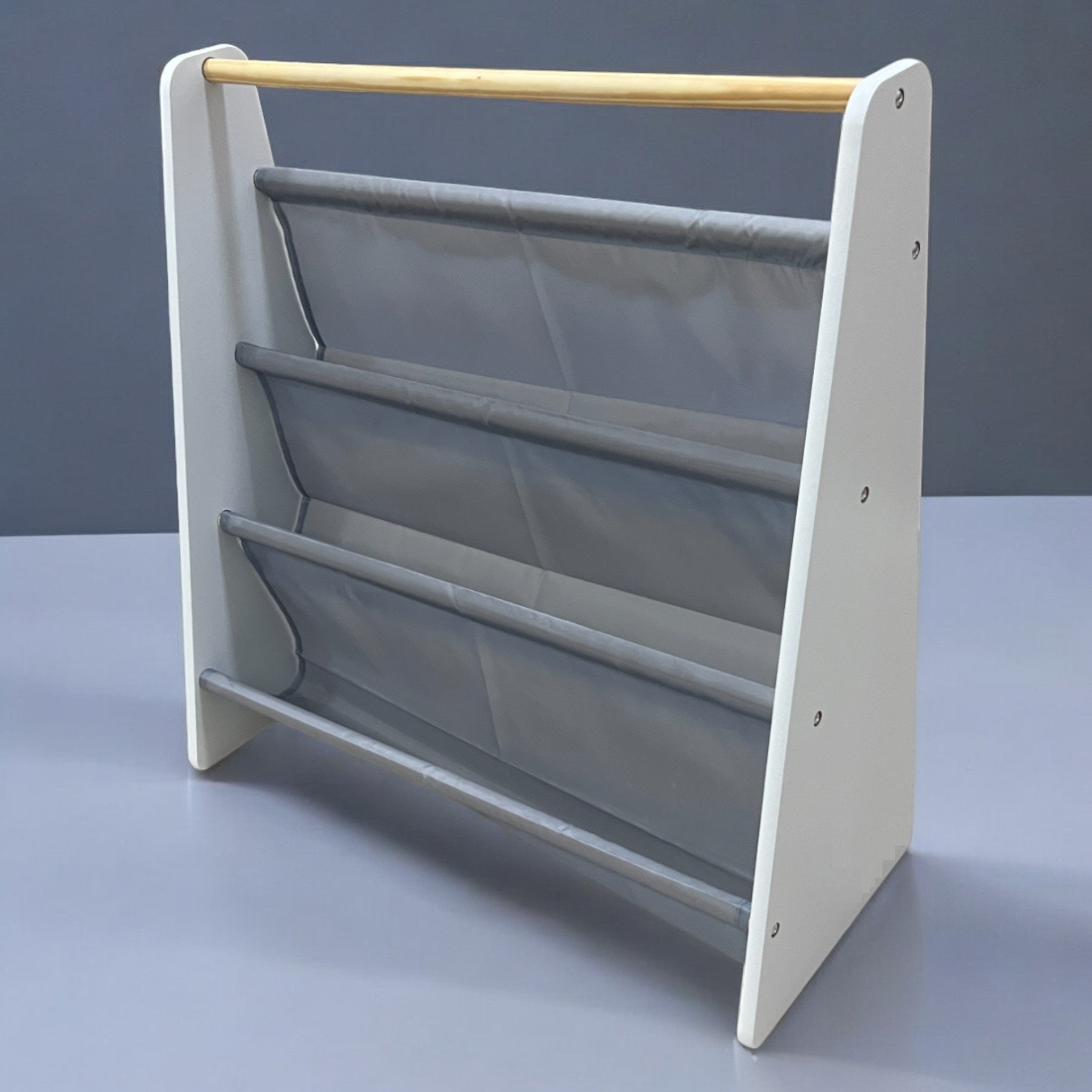 Raft de cărți portabil pentru copii Ginger Home, mobilier pentru camera copiilor, alb, gri