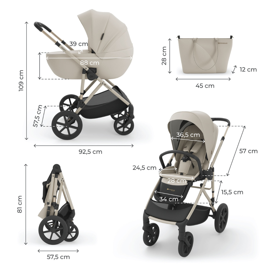 Prime 3 Бебешка Количка 2в1 Beige Kinderkraft