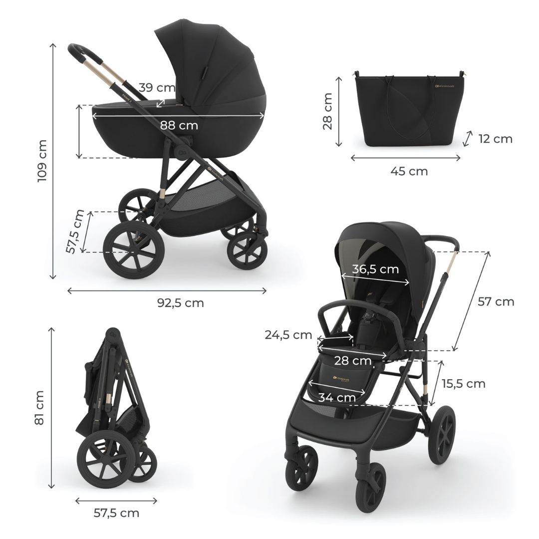 Prime 3 Бебешка Количка 2в1 Black Kinderkraft