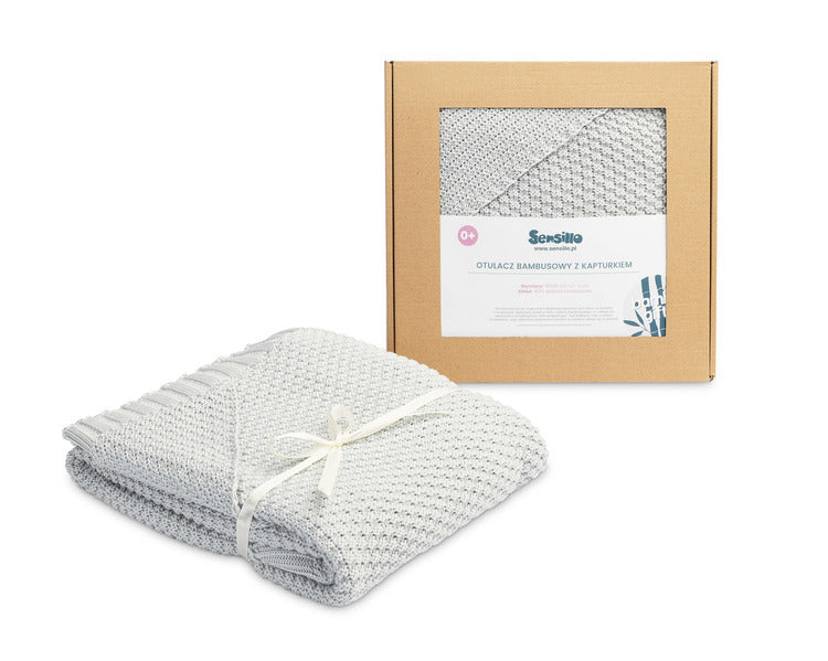Одеяло За Повиване С Качулка 100% Бамбук - Сиво 90X85 - Одеяла - Sensillo - BebeMama