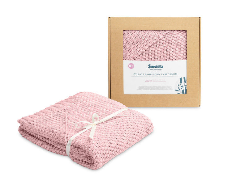 Одеяло За Повиване С Качулка 100% Бамбук- Розово 90X85 - Одеяла - Sensillo - BebeMama