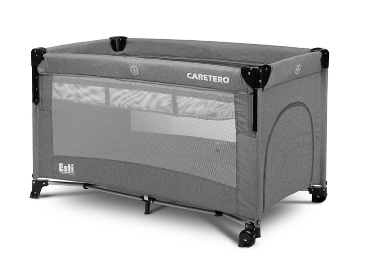 Tarc de joacă pliabil Esti Graphite Caretero cu laterală rabatabilă