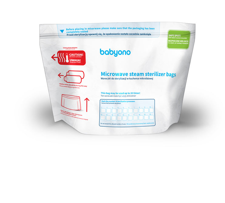 Торбички За Стерилизация В Микровълнова 5 Бр. Babyono - Стерилизатори - Babyono - BebeMama