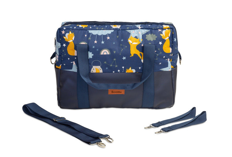 Еко Кожена Чанта За Количка Navy Blue Foxies - Чанти И Раници - Sensillo - BebeMama