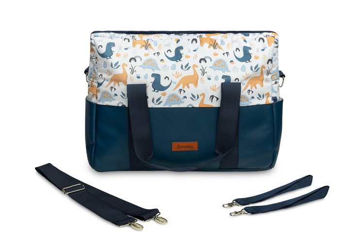 Еко Кожена Чанта За Количка- Dinosaurs Blue - Чанти И Раници - Sensillo - BebeMama