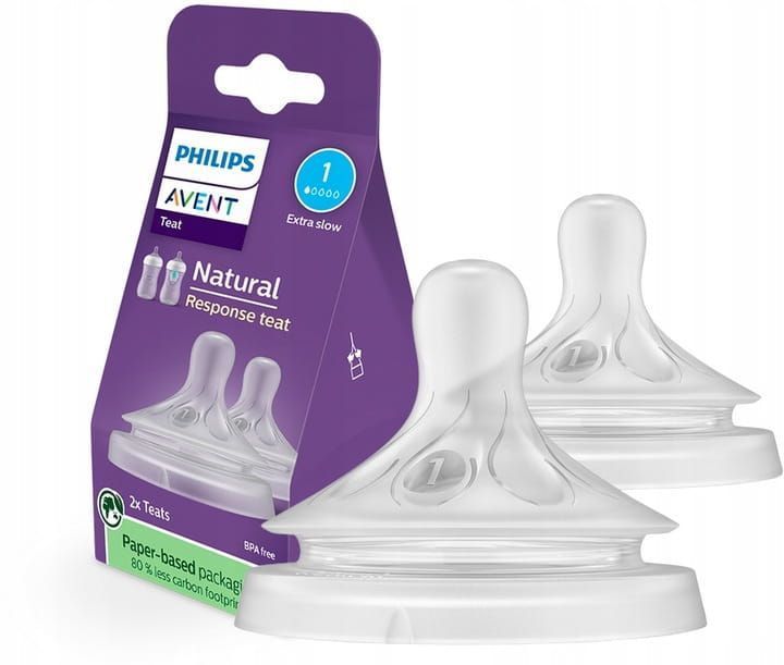 Биберони За Хранене Avent Natural Response 0 М Сила На Потока 1 2 Бр