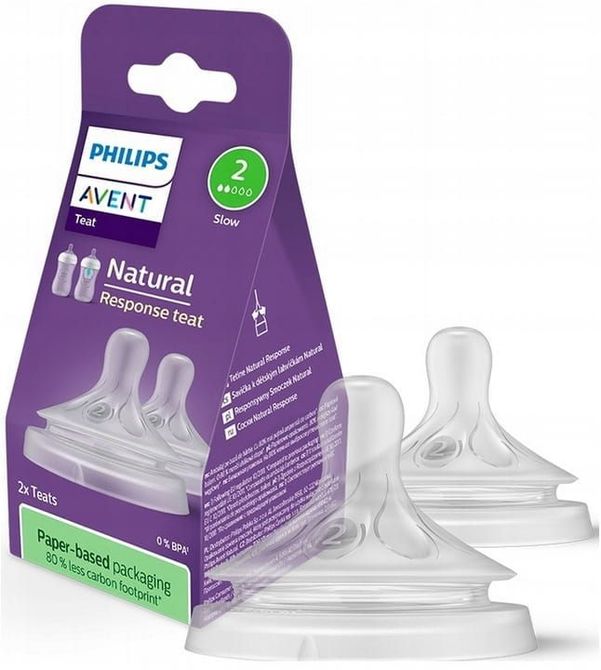 Биберони За Хранене Avent Natural Response 0 М+ Сила На Потока 2 2 Бр.