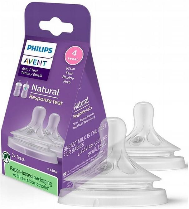 Биберони За Хранене Avent Natural Response 3+ Месеца Сила На Потока 4 2 Бр.