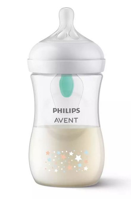 Бебешко Шише За Хранене Philips Avent Natural Response С Клапа Airfree, 260 Мл., 1+ Месеца, Звезди И Мече - Шишета За Хранене - Philips Avent - BebeMama