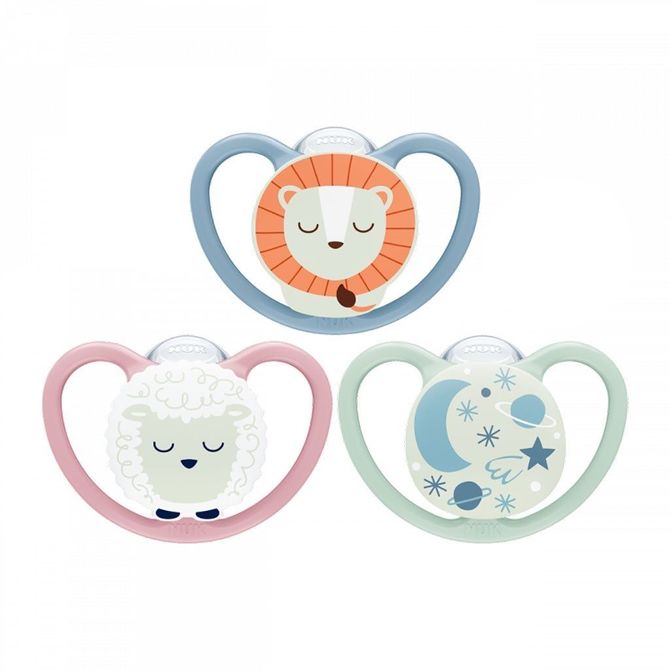 Силиконова Залъгалка Space 6-18 2 Бр./Кутия - Залъгалки - Nuk - BebeMama