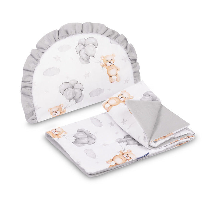 Муслинов Комплект За Детска Количка Сиво Меченце Sensillo