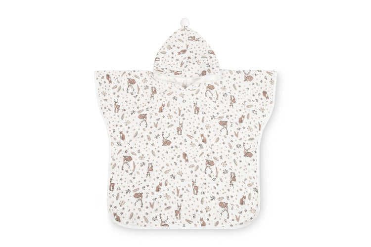 Муслиново пончо Горски животни бяло Sensillo