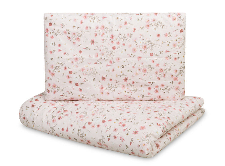 Памучен Спален Комплект С Олекотена Завивка 2 Части Розови Цветя Цветя 100X135 Sensillo