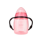 Cană anti-vărsare 280 ml cu cioc de silicon și mâner dublu roz