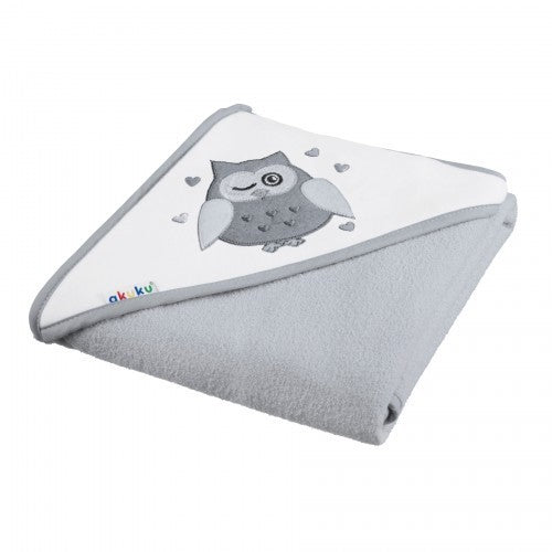 Бебешка Кърпа С Качулка Бухал Сиво - Хавлии - Akuku - BebeMama