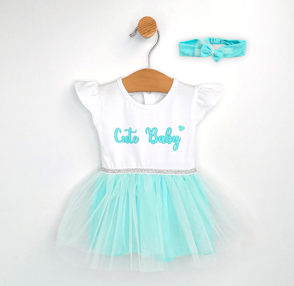 Бебешка Боди Рокля С Диадема 56 80 См. Cute Baby Резеда Rainy