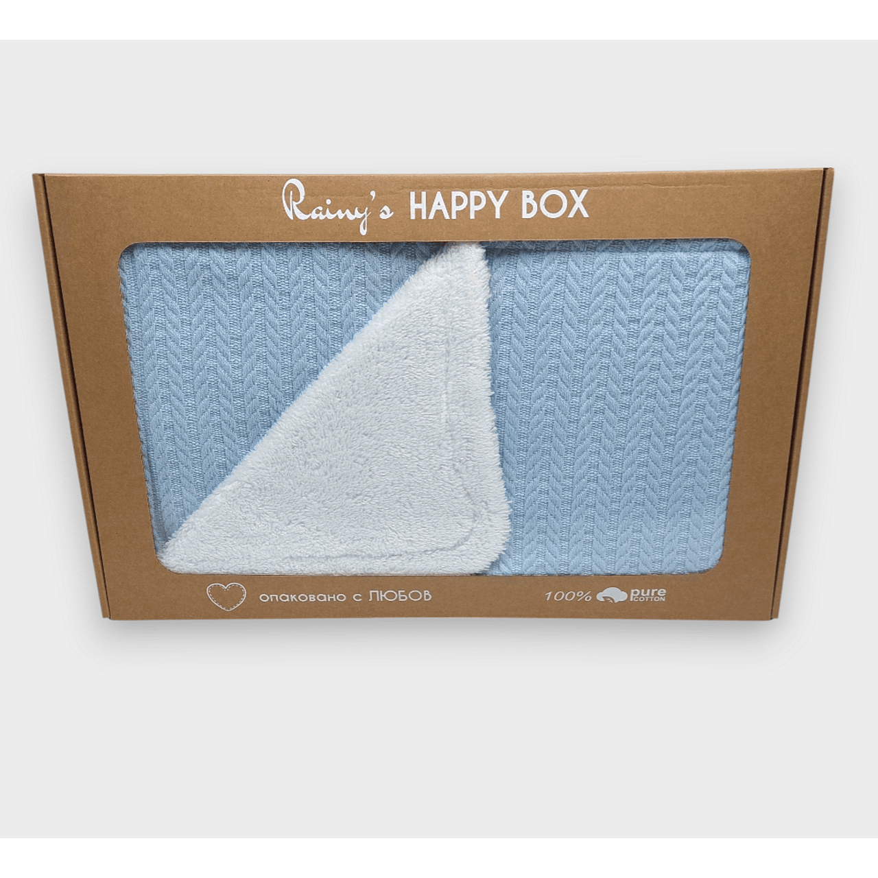 Scutec Rainy Baby Tricotat, Față Dublă, 85x85 cm, Albastru