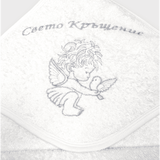 Бебешка Хавлия С Качулка 90х90 См. Свето Кръщение Бял Rainy